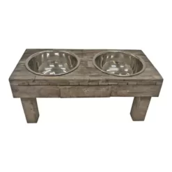 Huntley Equestrian Pet Berjen Table Double Feeder, Small, Brown 15 Huntley Equestrian Pet Berjen Table Double Feeder, Small, Brown -Pet Supply Store 1879738 A6