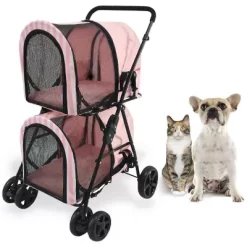 Critter Sitters Double Pet Stroller For 2 Pets 44 Lb. And Under, Pink