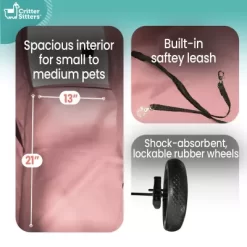 Critter Sitters Double Pet Stroller For 2 Pets 44 Lb. And Under, Pink -Pet Supply Store 1915339 A2