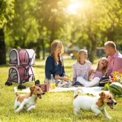 Critter Sitters Double Pet Stroller For 2 Pets 44 Lb. And Under, Pink -Pet Supply Store 1915339 A4