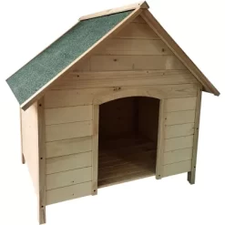 Critter Sitters 41 In. Tall Outdoor Raised Log Cabin-Style Pet House, Natural -Pet Supply Store 1915340 A3