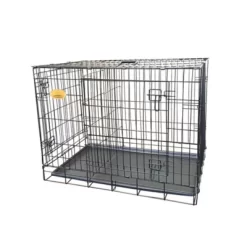 KennelMaster 2-Door Metal Folding Kennel Pet Crate, 48 In.