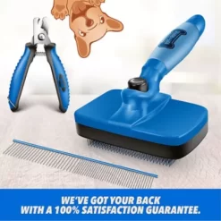 Ruff 'N Ruffus Upgraded Self-Cleaning Slicker Brush, Blue, RNR-GELGROOMING-BL -Pet Supply Store 1981659 A4