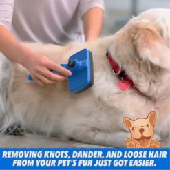 Ruff 'N Ruffus Upgraded Self-Cleaning Slicker Brush, Blue, RNR-GELGROOMING-BL -Pet Supply Store 1981659 A5