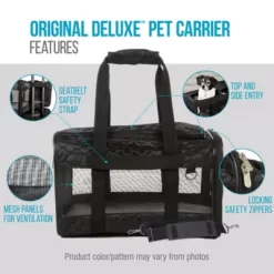 Sherpa Original Deluxe Travel Pet Carrier, Airline Approved & Guaranteed On Board - Black Lattice, Medium 13 Sherpa Original Deluxe Travel Pet Carrier, Airline Approved & Guaranteed On Board - Black Lattice, Medium -Pet Supply Store 1983788 A3