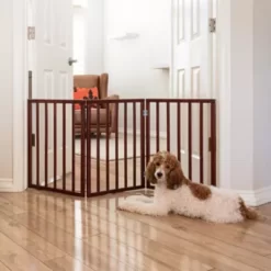 Primetime Petz Perfect Pup Freestanding Indoor Dog Gate, Walnut 7 Primetime Petz Perfect Pup Freestanding Indoor Dog Gate, Walnut -Pet Supply Store 2054212 A2