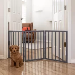 Primetime Petz Perfect Pup Freestanding Indoor Dog Gate, Grey -Pet Supply Store 2054214 A3