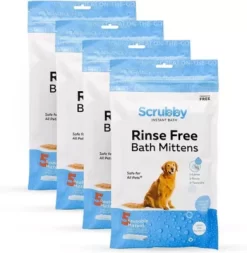 Scrubby Rinse Free Shampoo Mittens For Bathing Dogs & Cats - 20 Pack