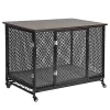 Aivituvin Dog Crate Furniture, Side End Table With Tray, Cushion & Casters, AIR79