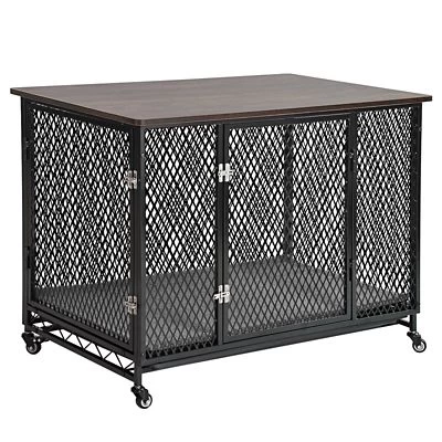 Aivituvin Dog Crate Furniture, Side End Table With Tray, Cushion & Casters, AIR79 1 Aivituvin Dog Crate Furniture, Side End Table With Tray, Cushion & Casters, AIR79