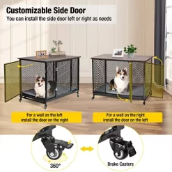 Aivituvin Dog Crate Furniture, Side End Table With Tray, Cushion & Casters, AIR79 10 Aivituvin Dog Crate Furniture, Side End Table With Tray, Cushion & Casters, AIR79 -Pet Supply Store 2213460 A4