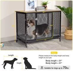 Aivituvin Dog Crate Furniture, Side End Table With Tray, Cushion & Casters, AIR79 11 Aivituvin Dog Crate Furniture, Side End Table With Tray, Cushion & Casters, AIR79 -Pet Supply Store 2213460 A5