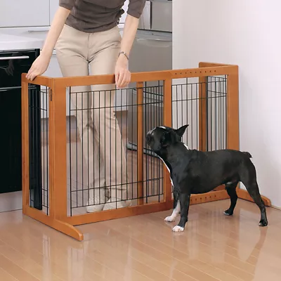 Richell Freestanding Pet Gate - HS, Brown, Dog Gate, 27.6 In.H 1 Richell Freestanding Pet Gate - HS, Brown, Dog Gate, 27.6 In.H