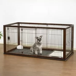 Richell Expandable Pet Crate Medium Dark Brown