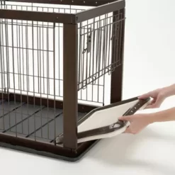 Richell Expandable Pet Crate Medium Dark Brown -Pet Supply Store 2244643 A2