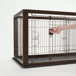 Richell Expandable Pet Crate Medium Dark Brown -Pet Supply Store 2244643 A3