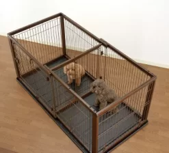 Richell Expandable Pet Crate Divider In Dark Brown -Pet Supply Store 2244649 A2