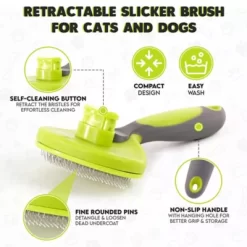 New! Precious Tails Retractable Slicker Brush, Lime -Pet Supply Store 2295853 A7
