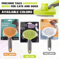 New! Precious Tails Retractable Slicker Brush, Lime -Pet Supply Store 2295853 A9