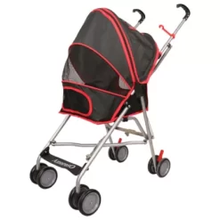New! AmorosO Red Black Pet Umbrella Stroller, 6171