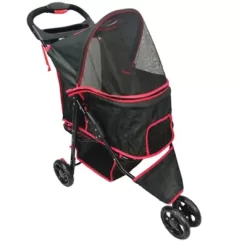 New! AmorosO Black Red Single Jogger Pet Stroller, 6571A