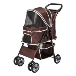 New! AmorosO Brown White Pet Stroller Dog Cat, 6748