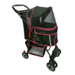 New! AmorosO Black Pink Pet Stroller Carrier, 6771
