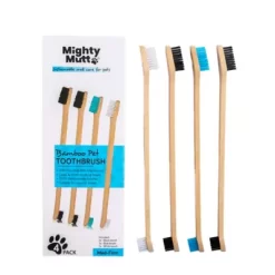 New! Mighty Mutt Double-Sided Bamboo Dog And Cat Toothbrush Soft Bristles, Ergonomic Handle -Pet Supply Store 2309247 A1