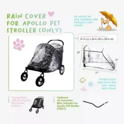 New! Petique Apollo Pet Stroller Rain Cover